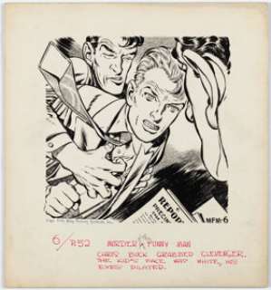 Edd Cartier Murder of the Funny Man MFM-6 Illustration Original Art (King Features Syndicate, 1949).