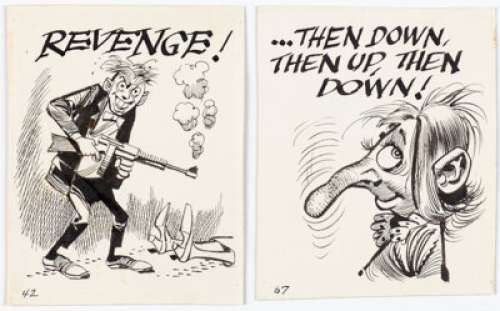 Jack Davis Funny Valentines "A" Card Back Trading Card Illustrations Original Art Group of 2 (Topps, 1960). (Total: 2 Original Art) | Heritage