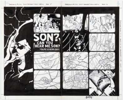 Cully Hamner and Jason Martin Daredevil #379 Double Page Spread 15-16 Original Art (Marvel, 1998).