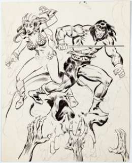 John Buscema - Conan and Red Sonja Illustration Original Art (undated). | Heritage
