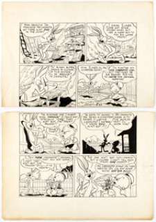 Basil Davidovich (attributed) Looney Tunes and Merrie Melodies Comics Bugs Bunny and Elmer Fudd Story Page Original Art (Dell, c. 1940s). (Total: 2 Original Art) | Heritage
