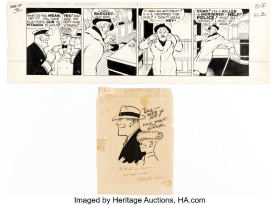 Chester Gould Dick Tracy Daily Comic Strip Original Art dates 3-29-44 (Chicago Tribune, 1944). | Heritage