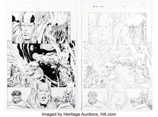 Al Vey [Tom Grummett lightboxed] Thor 2001 Story Page 14 Inks Original Art (Marvel, 2001). (Total: 2 Original Art) | Heritage
