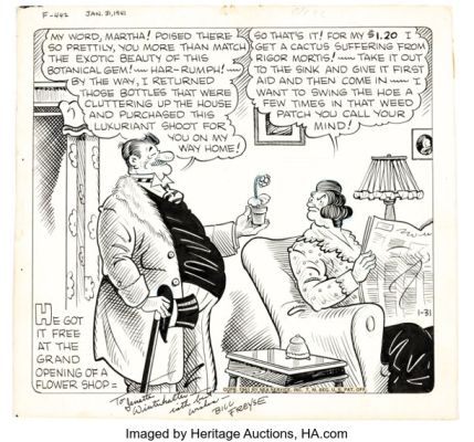 Bill Freyse Our Boarding House with Major Hoople Daily Comic Strip Original Art dated 1-31-41 (NEA Service, Inc., 1941). | Heritage