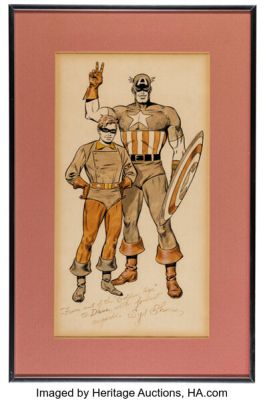 Syd Shores - Captain America and Bucky Illustration Original Art (1971). | Heritage