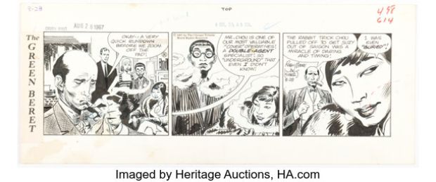 Joe Kubert Tales of the Green Beret Daily Comic Strip Original Art dated 8-28-67 (Chicago Tribune, 1967). | Heritage