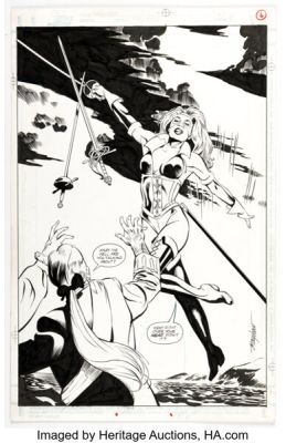 Mike Mayhew and Jimmy Palmiotti Lady Rawhide #5 Splash Page 6 Original Art (Topps, 1996). | Heritage