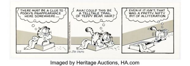 Jim Davis Garfield Daily Comic Strip Original Art dated 4-5-84 (Universal Feature Syndicate, 1984). | Heritage