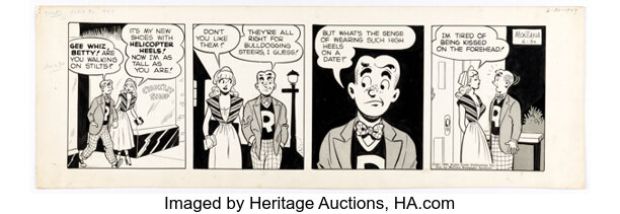 Bob Montana Archie Daily Comic Strip Original Art dated 6-30-49 (McClure Newspaper Syndicate, 1949). | Heritage