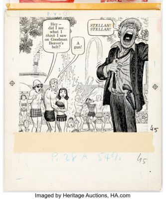 Harvey Kurtzman and Bill (Will) Elder Help! V2#4 (#16) "Adventures of Goodman Beaver - Chapter VI Goodman Gets a Gun" Story Page 4 Panel 1 Illustration Original Art (Warren, 1962). | Heritage