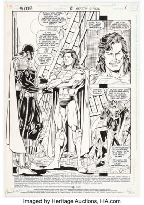 Chris Batista, Rich Faber, and Margeaux "Andrew" Pepoy Steel #8 Story Page 1 Original Art (DC, 1994).