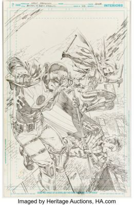 Carlo Pagulayan Batman and Robin Eternal #23 Midnighter and Spoiler Cover Pencils Original Art (DC, 2015).
