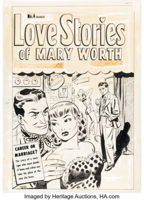 Ken Ernst Love Stories of Mary Worth #4 Cover Original Art (Harvey, 1950). | Heritage