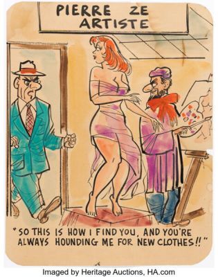 Peter Arno - Single Panel Gag Cartoon Magazine Illustration Original Art (c. 1950s). | Heritage