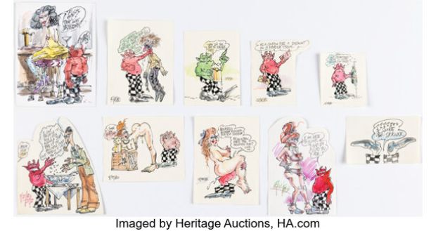 S. Clay Wilson - Love Notes To Girlfriend Illustrations Original Art Group of 10 (c. 1980s). (Total: 10 Original Art) | Heritage