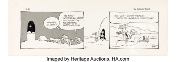 Johnny Hart B.C. Daily Comic Strip Original Art dated 3-22-73 (Field Enterprises, 1973). | Heritage