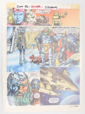 Lot 214 - 2000 AD, JUNKER, THREE ORIGINAL COLOUR COMIC ART PAGES 1991 | McTear’s
