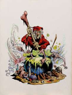 William Stout - ‘the old witch‘ pinup used for published porcelain statue (large art) 1994