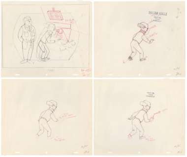 Tintin - 4x croquis préparatoire film dÂ´animation - On a marché sur la lune - Tournesol (1962) | Catawiki