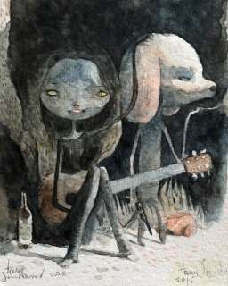 Sandoval, Tony - Dessin original couleur - Strange girl et son chien | Catawiki