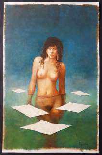 Heij, Fred de - Originele tekening in kleur - Badende vrouw | Catawiki