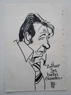 Jijé - Caricatuur van Arthur Berckmans (Berck) - Arthur Les belles cravates - Loose page - (1975) | Catawiki