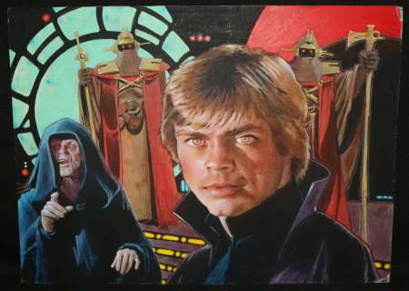 Matt Busch - star wars painted art - the emperor and luke skywalker - signed