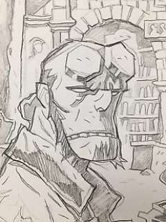 Hellboy - Dessin original ( x2 ) - Hommage Ã  Mignola et Hellboy par - thomas FRISANO