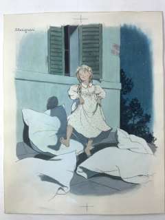 Angiola Resignani - illustrazione originale "Ballata tra i cuscini" - Loose page | Catawiki