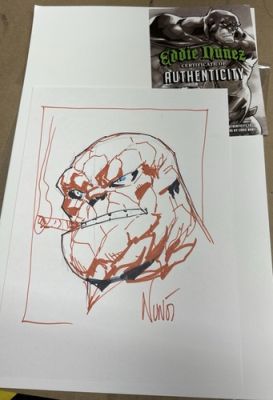Original Eddie Nunez The Thing Sketch Signed w/ COA Marvel Fantastic Four | eBay US (Buy It Now)