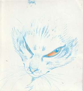 Pé, Frank - Dessin original couleur - Tête de chat | Catawiki