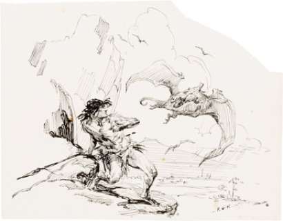 Roy Krenkel - David Innes of Pellucidar Illustration Original Art (c. 1960s).... | Heritage