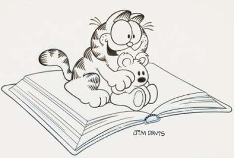 Davis, Jim | Jim Davis - Garfield with Pooky the Bear Illustration Original Art (c.1980s).... | Heritage