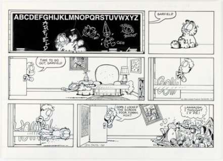 Jim Davis Garfield Sunday Comic Strip Original Art dated 1-30-94 (United Feature Syndicate, 1994). | Heritage