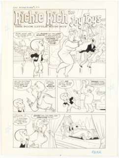 Harvey Artist Richie Rich Riches #1 "Joy Toys" Complete 5-Page Story Original Art (Harvey, 1972). (Total: 10 Original Art) | Heritage