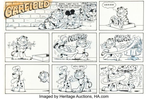 Jim Davis Garfield Sunday Comic Strip Original Art dated 3-26-89 (United Feature Syndicate, 1989). | Heritage