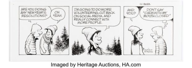 Jerry Scott and Jim Borgman Zits Daily Comic Strip Original Art dated 1-1-22 (King Features Syndicate, 2022). | Heritage