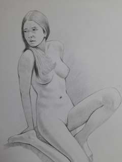 Jéronaton - Dessin original Ã  la mine de plomb - Femme nue - Loose page - Format: 21.5 x 30.5 cm | Catawiki