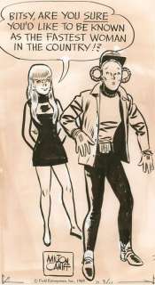Milton Caniff (Steve Canyon) - Original drawing - Bitsy, are you sure you’d like to be known as the fastest woman in the country!? - (1969) | Catawiki