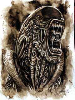 Original Coffee Painting - ALIEN - Original Art (2020) | Catawiki