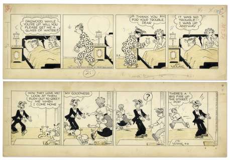 2 Chic Young Hand-Drawn ’’Blondie’’ Comic Strips From 1953 | Nate Sanders