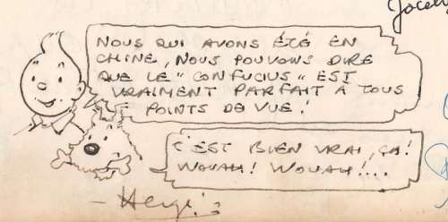 Hergé | Tintin, illustration Ã  l’encre noire représe… | Banque Dessinée