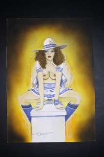 Femme dénudée sur socle - Dessin original en couleur de Jacques Geron - Signé | Catawiki