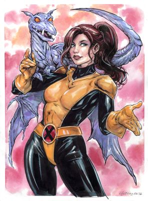 Ryan Kelly - KITTY PRYDE of the X-Men with Lockheed the dragon 9 X 12 inch color sketch by Ryan Kelly!