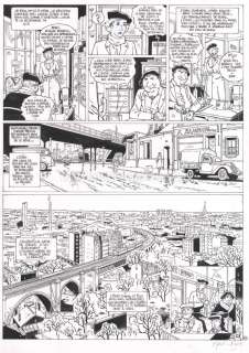 Bruno Marchand - planche originale + bleu - hommage Ã  Franquin - Le voyage improbable - Quelques pas vers la lumière