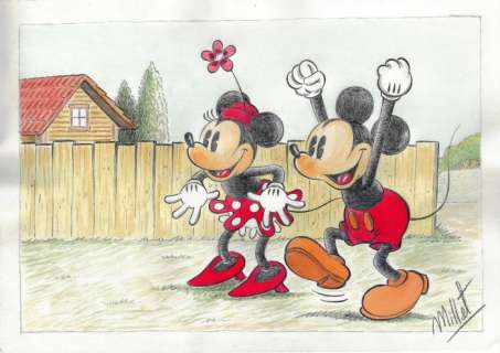 Millet | Classic Mickey & Minnie Mouse - Millet - Original Drawing | Catawiki