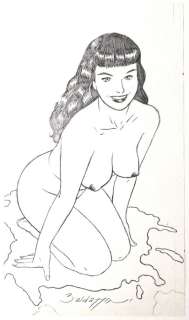 Roberto Baldazzini - Pin Up - R. Baldazzini - Original Sexy Girl 20x35 cm. Signed + CoA - Page volante