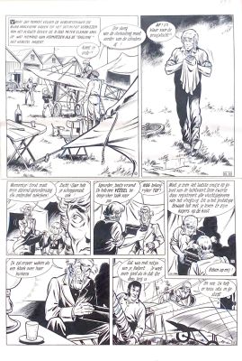 Dessin original de Ron van Riet, Robert et Bertrand avec machine volante | Comic Art Masters