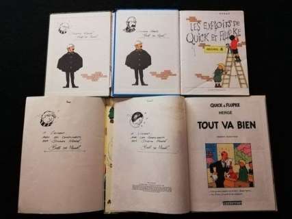 Hergé/ de Moor | Quick et Flupke - 4xC + 4 dessins dédicacés par Bob De Moor - Éditions mixtes (voir description) | Catawiki