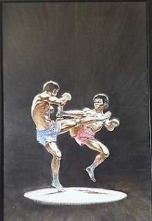 Hermann (Hermann Huppen) | Hermann - Origineel schilderij - Thais boksgevecht - Gepubliceerd als affiche en cover stripfanzine - (1983) | Catawiki